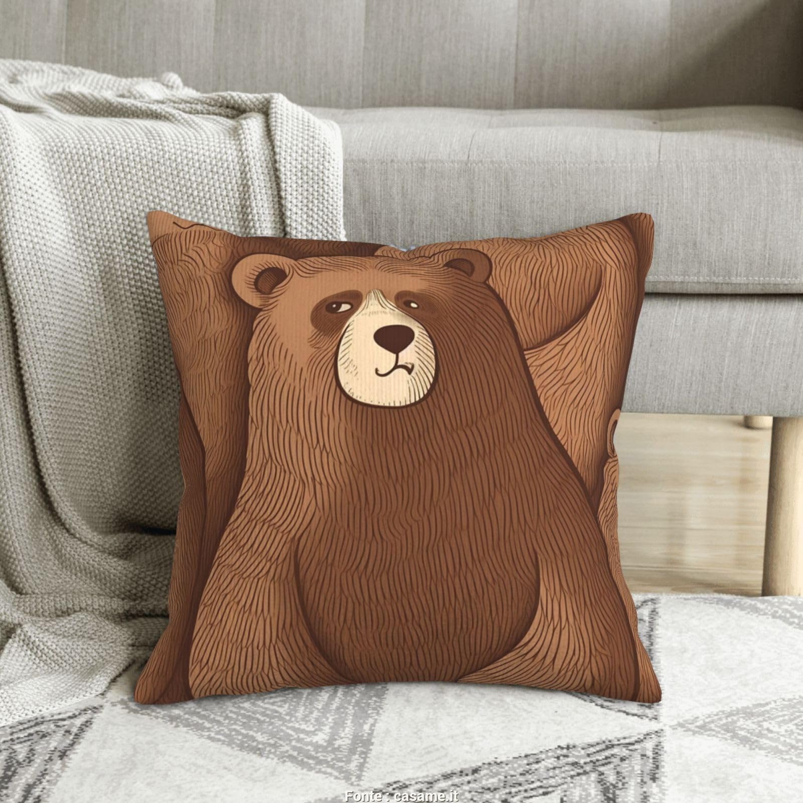 Housse de coussin velours côtelé 50,8 cm motif ours : l'élégance texturée haut de gamme
