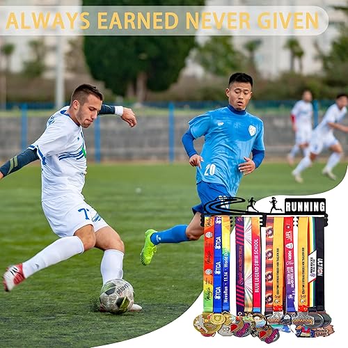 Vista 97 de Goutoports Estante de exhibición para colgar medallas, organizador personalizado de cinta de premios para corredores de carreras deportivas, placas