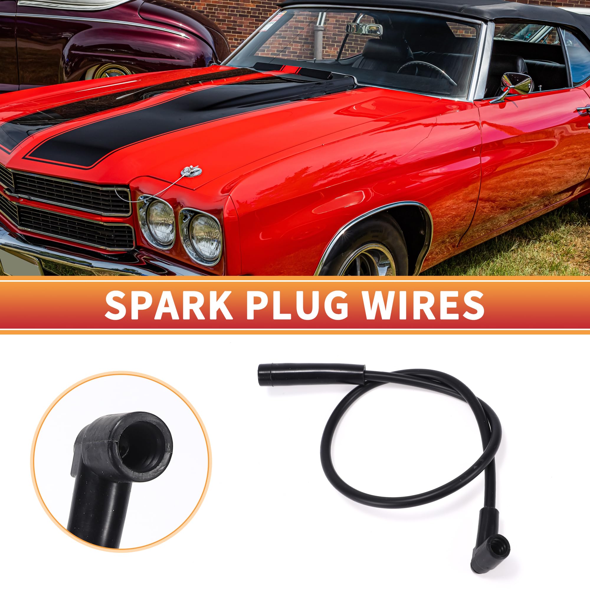 QUARKZMAN Cable De Bobina De Encendido Para Chevrolet Blazer V8 7.4L 1973 | Negro, Silicona, Níquel, Para Chevrolet C20, Chevelle, K10, K20, K5 Blazer, Monte Carlo V8 6.5L-7.4L 1966-1986