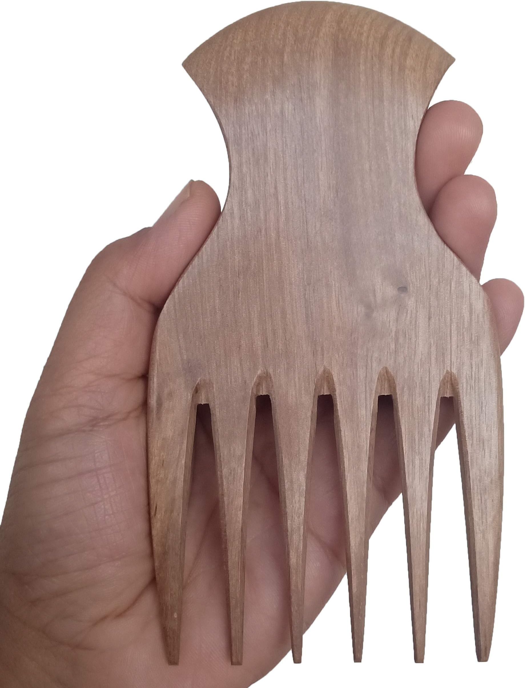 Natural Wood Comb Big Wide Tooth Wooden Afro Pick Handmade for Thick Wet and Curly Hair for African American Men and Women