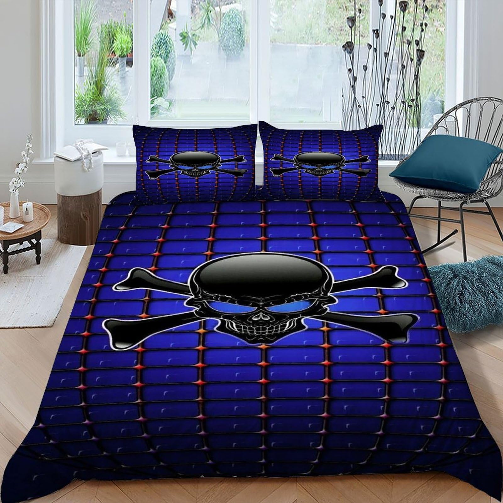 Parure de couette crâne King 220x240 pour une chambre au style gothique et mystique