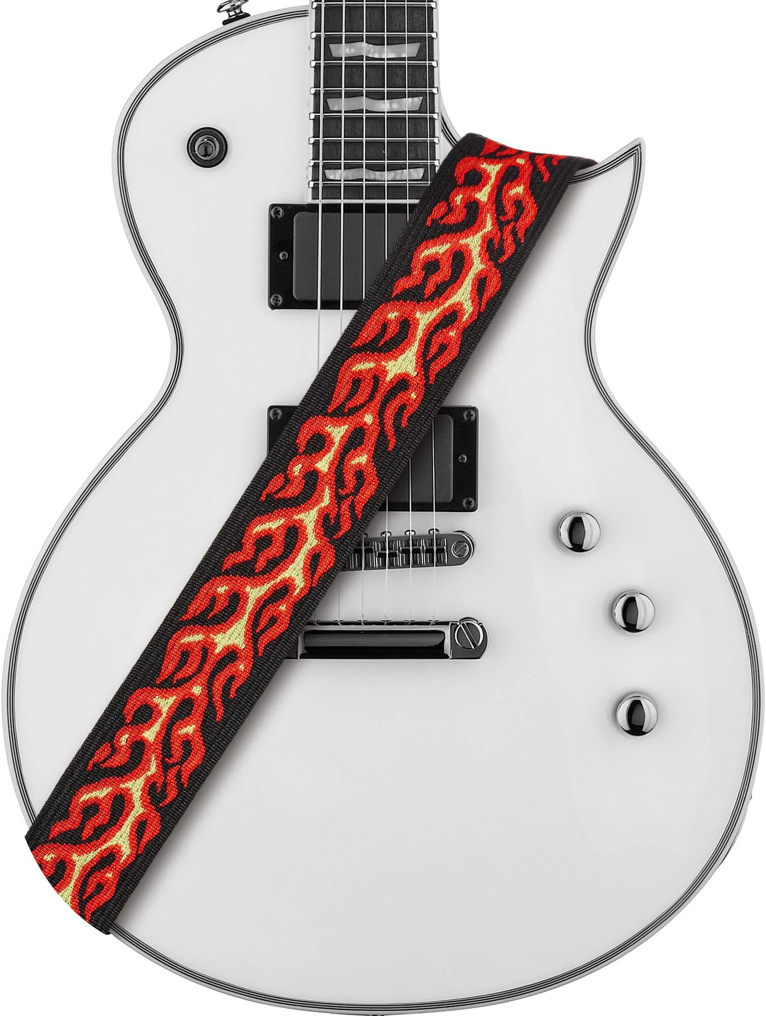 AmumuFlame Jacquard Guitar Strap for Acoustic, Electric and Bass Guitar -Red