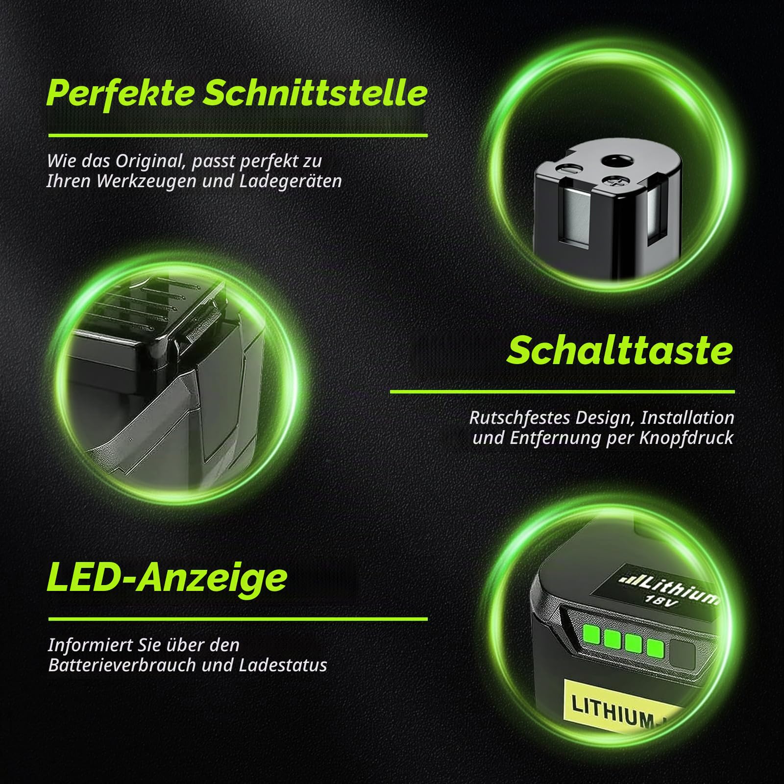 BATTOOL Ersatzakku für Ryobi Akku 18V One+: 2X 5500mAh P108 Akku und 1x Dual Port Ladegerät Kompatibel mit Ryobi P108 RB18L50 RB18L40 P189 P102 P107 RB18L25 RB18L20 RB18L13 RB18L15