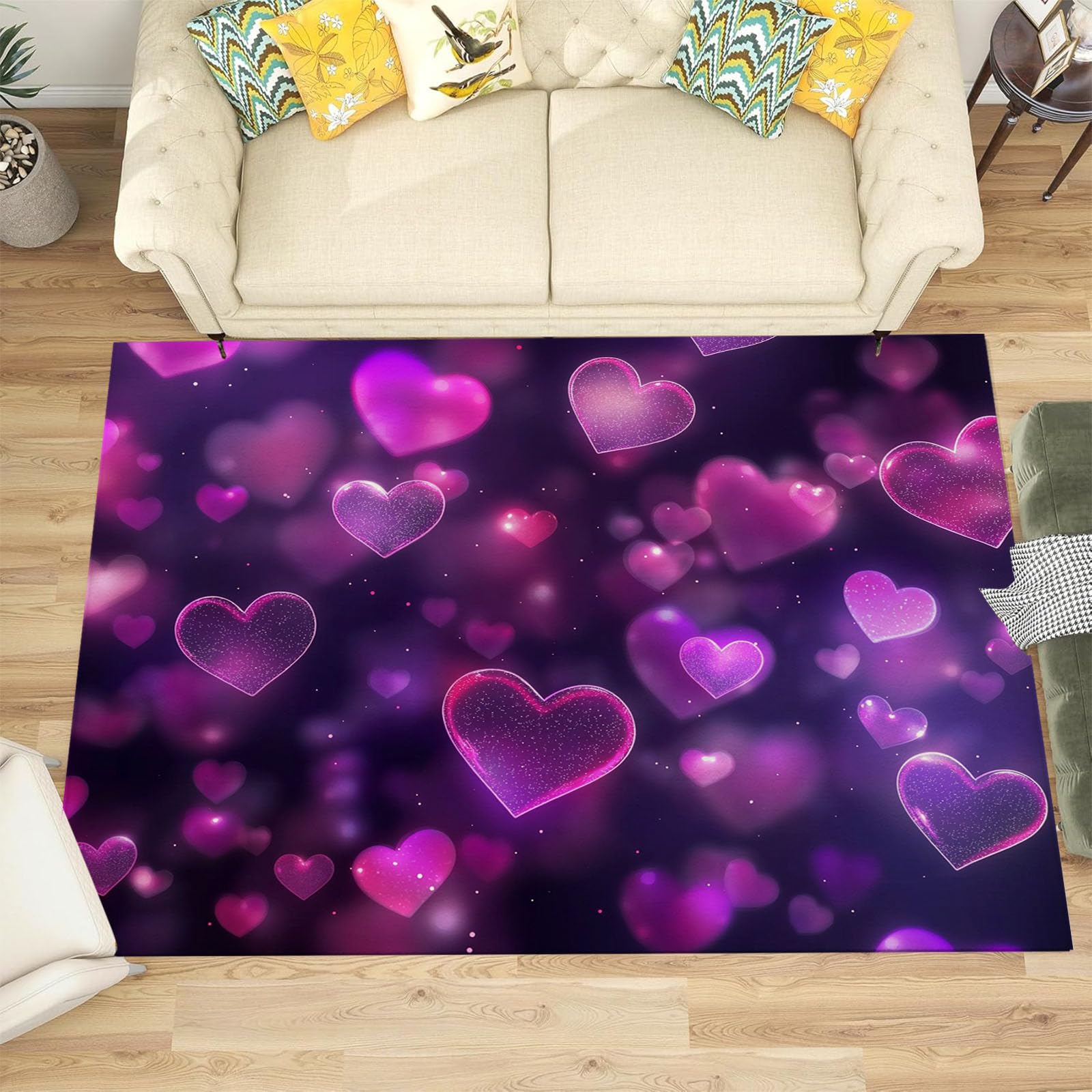 Tapis lavable lilas 120x180 cm antidérapant et résistant aux taches pour salon