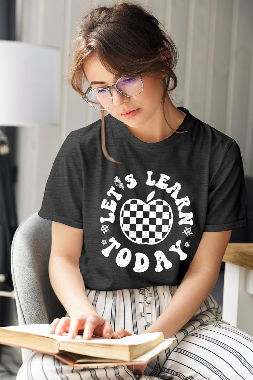 ASTANFY Let's Learn Today Teacher Shirts Women Back to School Teacher Life T-Shirt Teacher Gift Casual Graphic Tees - Image 5