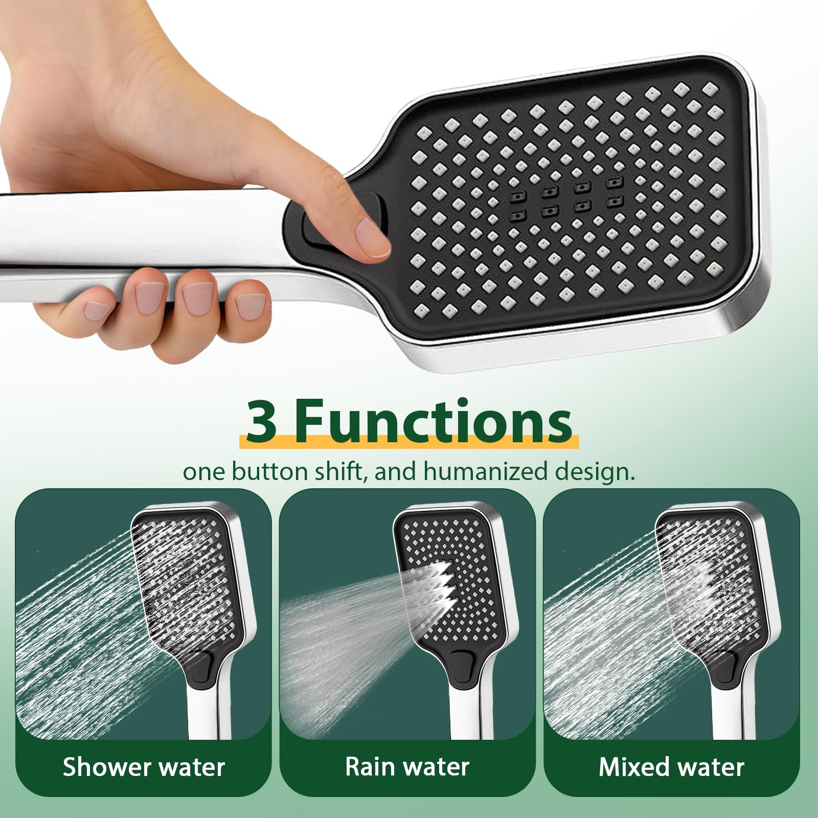 Rubinetto Vasca da Bagno Parete a Cascata con Doccetta 3 Funzioni, Tubo 1,5m, Miscelatore Ottone Antiperdite, Attacco G1/2 per Bagno, Cromato per Vasca da Bagno