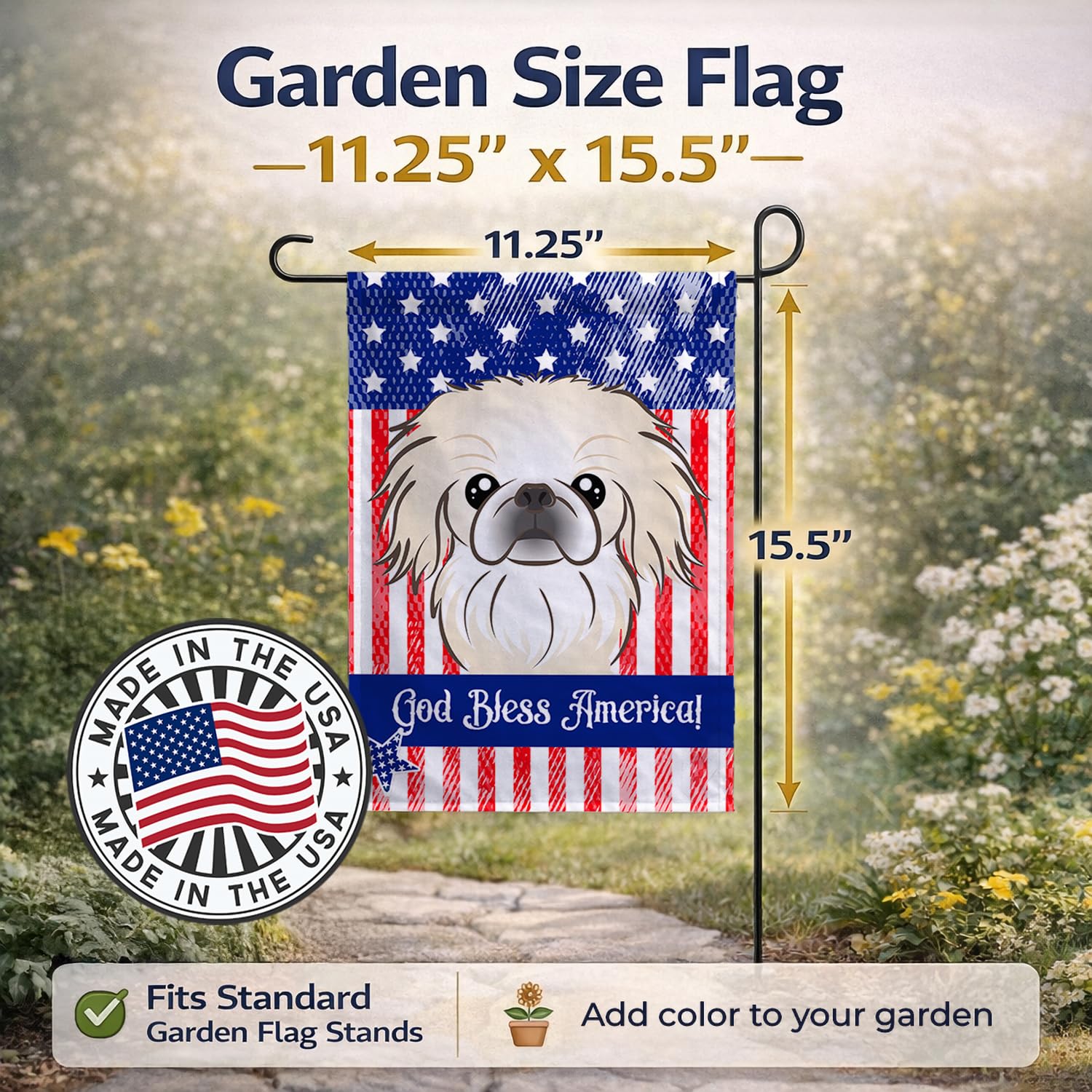 tesori dell' Caroline BB2151GF Pechinese bandiera da giardino, piccolo, multicolore
