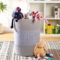 Vista 6 de Cesta de lavandería jumbo de 90 L, 17 x 17 x 24 pulgadas, cesta de lavandería tejida extra grande para almacenamiento de mantas, canasta alta