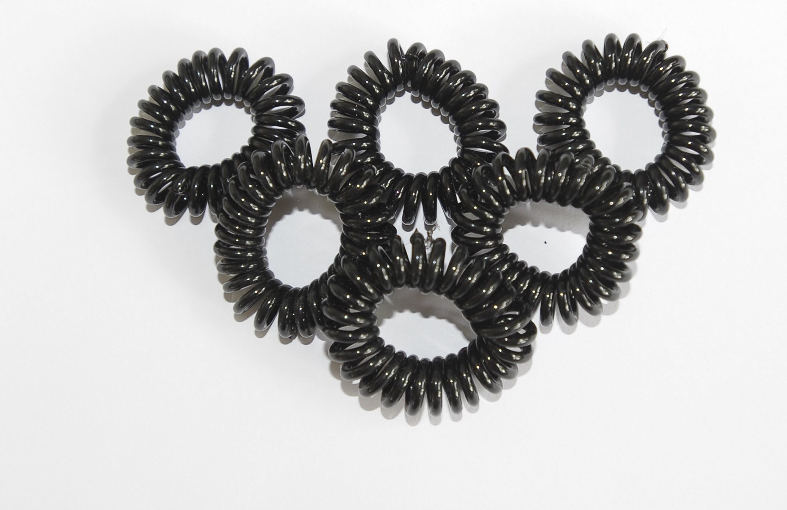Black Jelly Curled Telephone line Hair Bands for Children(Cute and Lovely), Pack of 6