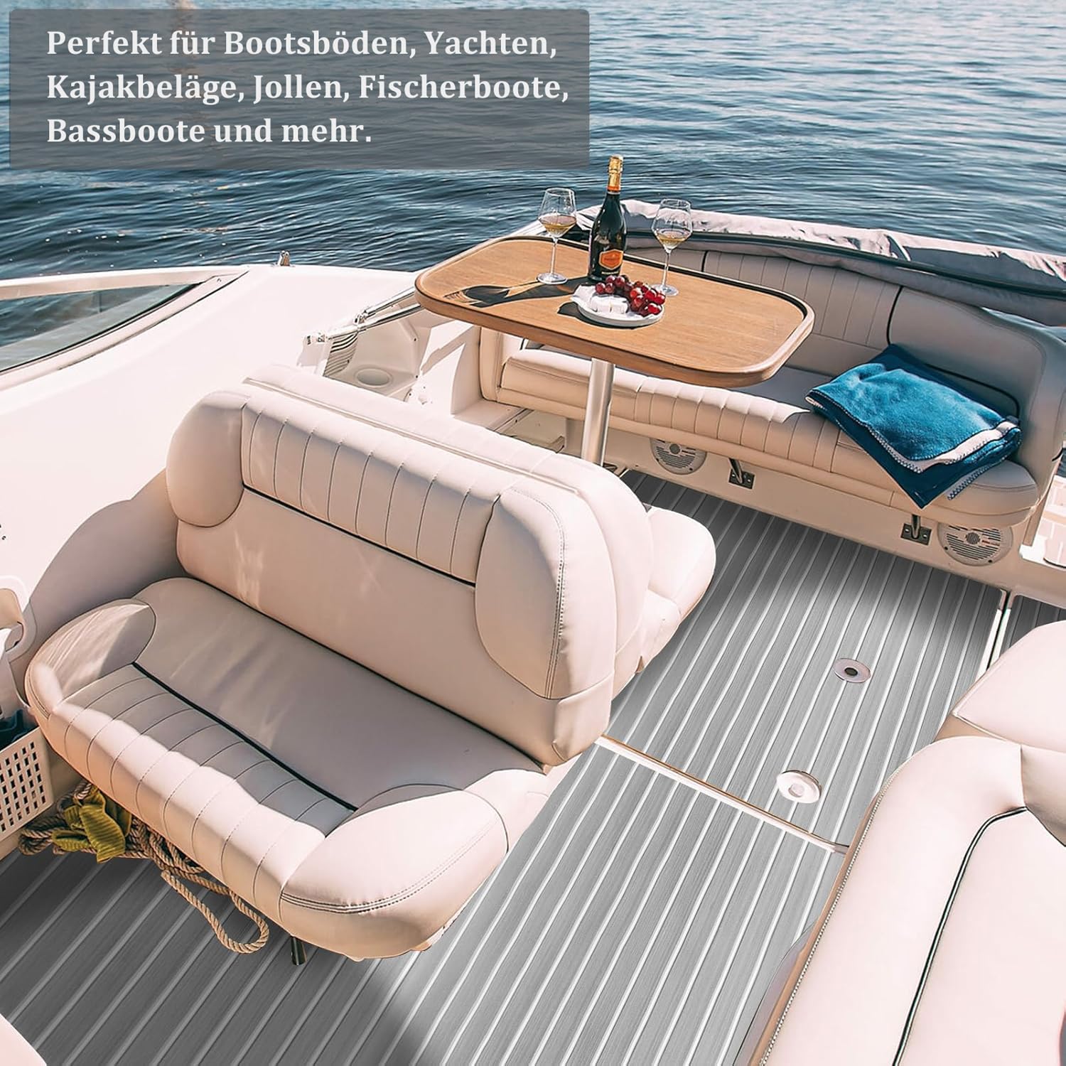 HXBYX Revêtement de sol en mousse EVA avec support autocollant 3M pour bricolage, bateau, feuille de marine, en faux teck, antidérapant, pour kayak, yacht, piscine, camping-car, 240 x 112 cm, 240 x 79
