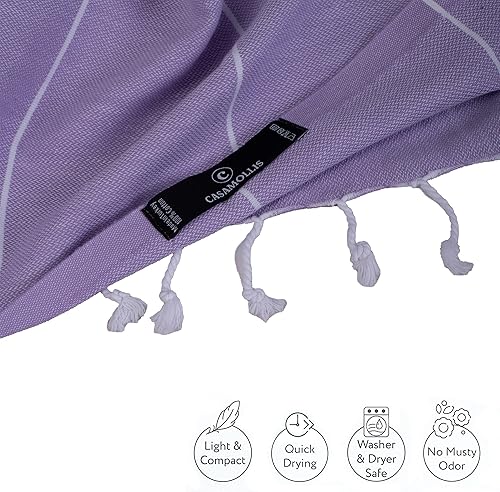 Miniatura 4 de Casamollis Toalla de playa turca, prelavada, 100% algodón, suave, absorbente, de secado rápido, sin arena, grandes toallas de playa de gran tamaño