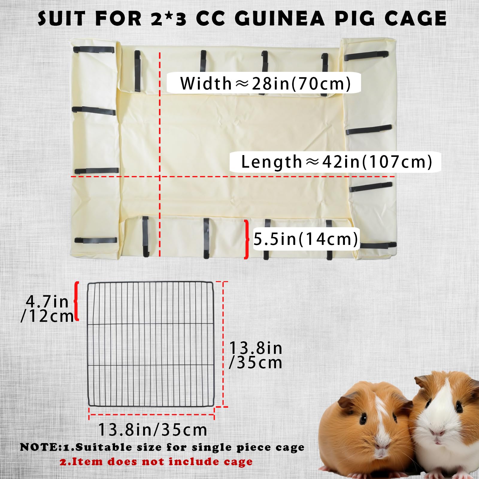 27''*56'' Guinea Pig Cage Bottom Tarp für C&C Cage Panel, wasserdicht Guinea Pig Cage Liner Basis waschbar Small Animal Cage Bedding für Hamster Chinchilla Igel Frettchen Kaninchen Lebensraum (ohne