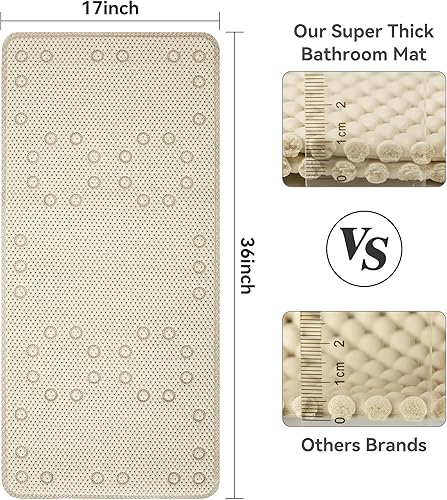 Miniatura 4 de Tapete antideslizante de espuma de doble capa de 37 x 17 pulgadas, más cómodo y grueso que el tapete de ducha de espuma ordinario, tapete de baño