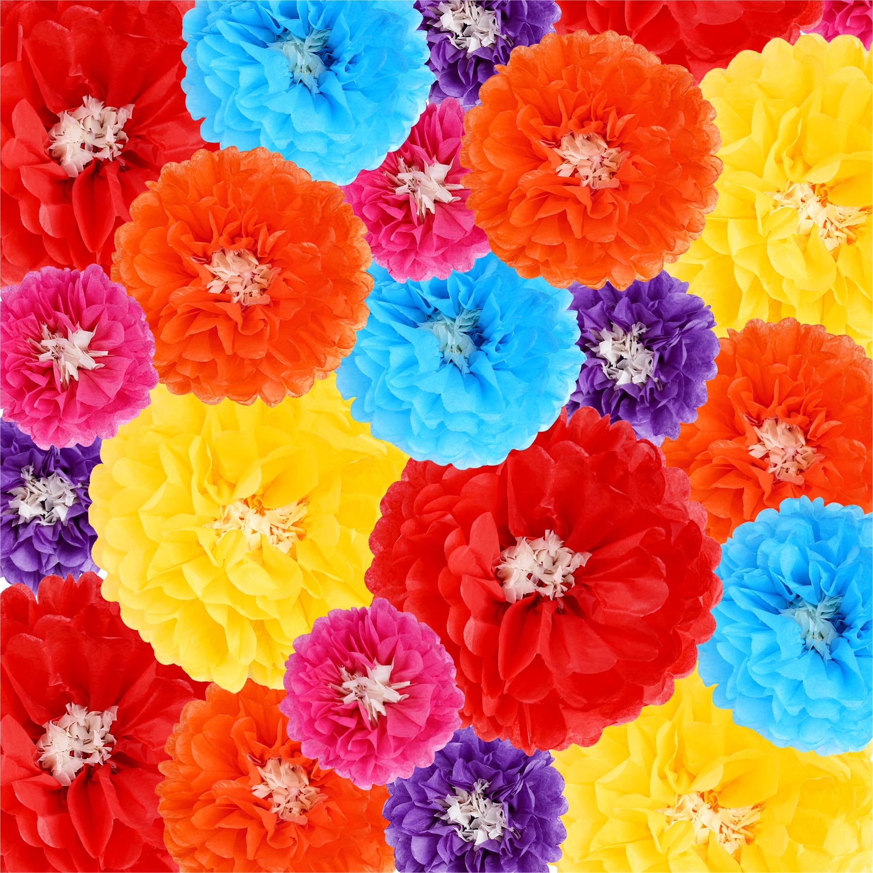 Photo 1 of 18Pcs Mexican Paper Flowers Fiesta Colorful Paper Flowers Mexican Tissue Paper Flowers Cinco de Mayo Party Backdrop Mexican Carnival Fiesta Tissue Paper Flowers Day of The Dead Decor (6/8/10 Inch)