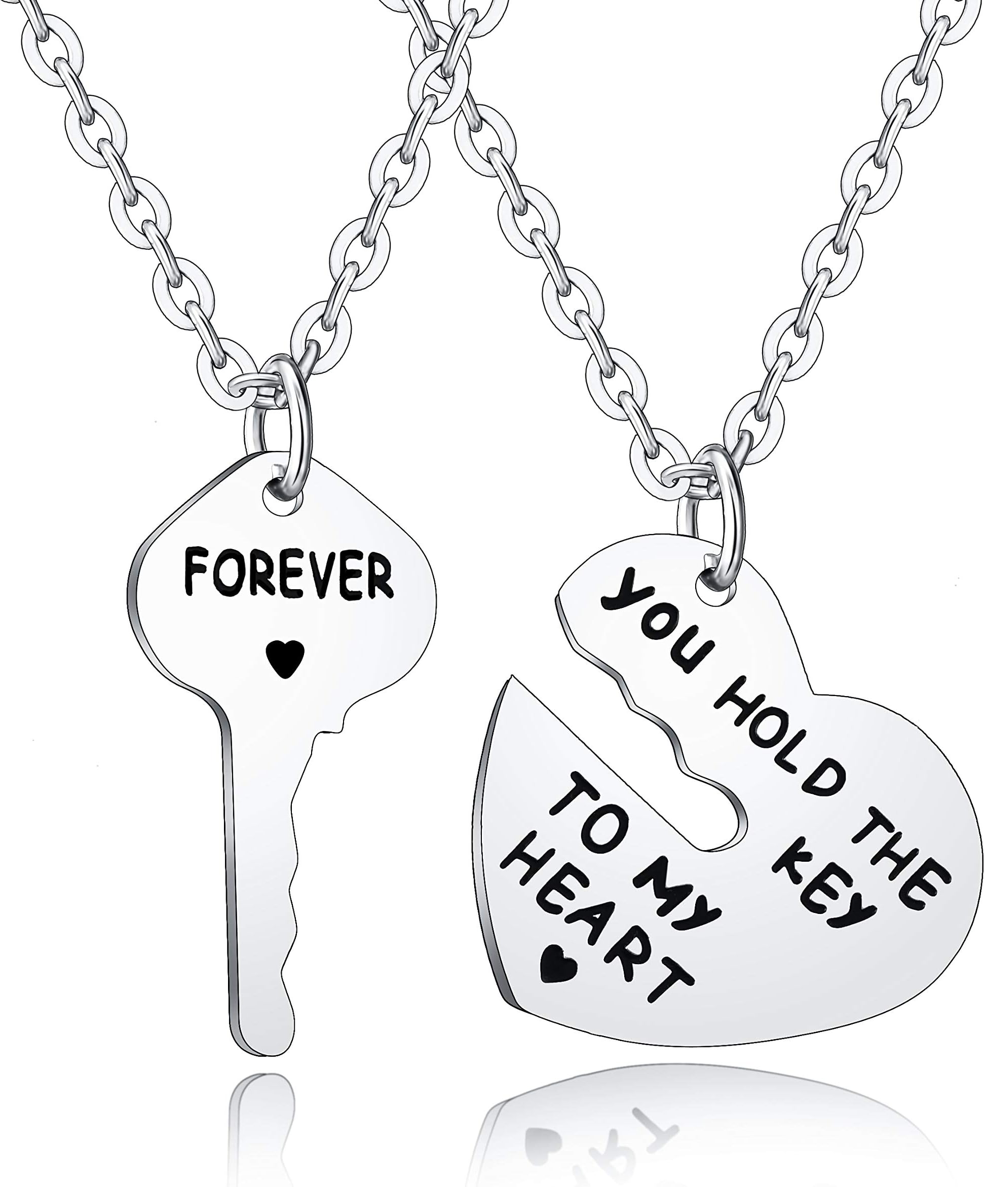 Set of 2 You Hold The Key To My Heart Forever Matching Pendant Necklace