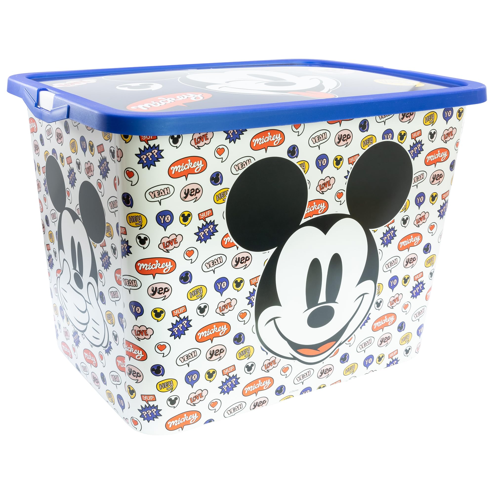 Stor Mickey Mouse Storage Box with Click Closure 23 Litres - Kids Plastic Organiser Container for Toys and Bedroom Organisation