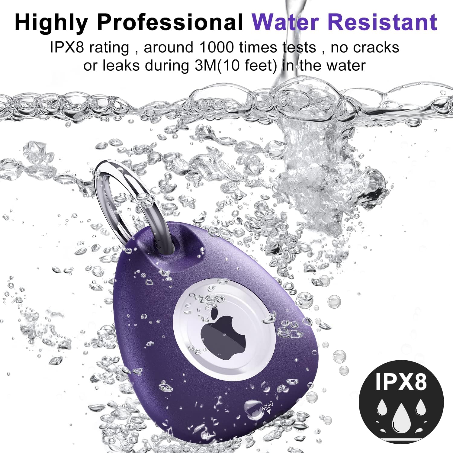 2 pack v golvin for airtag case ipx8 waterproof airtags holder with keychain ring full body shockproof anti scratch cover for air tag tracker finde