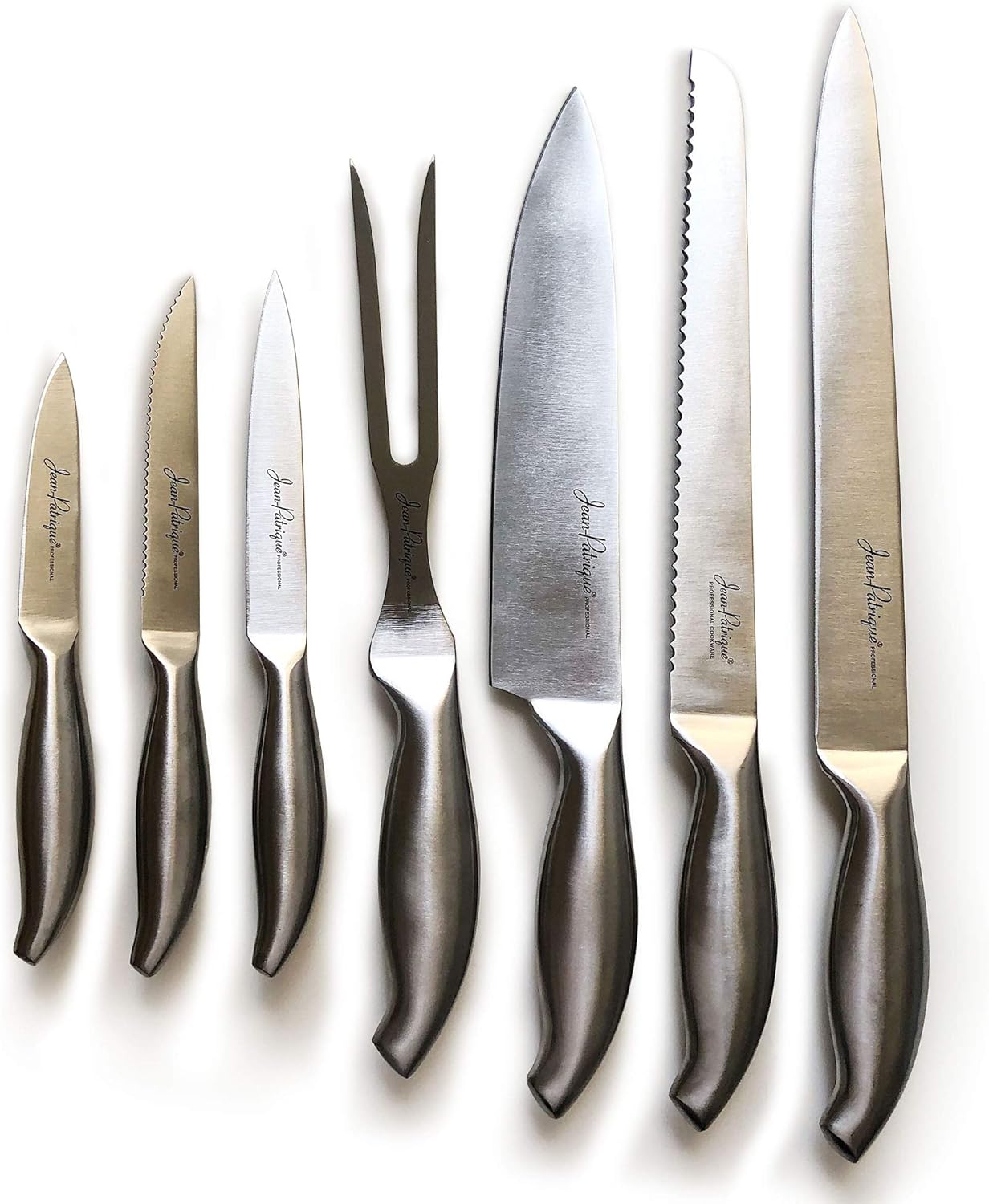 Jean-Patrique Chopaholic Kitchen Knife Set with Block - All Purpose Collection & Wooden Stand - Utility, Paring, Serrated, Bread, Slicing Knives - Sharp & Dishwasher Safe