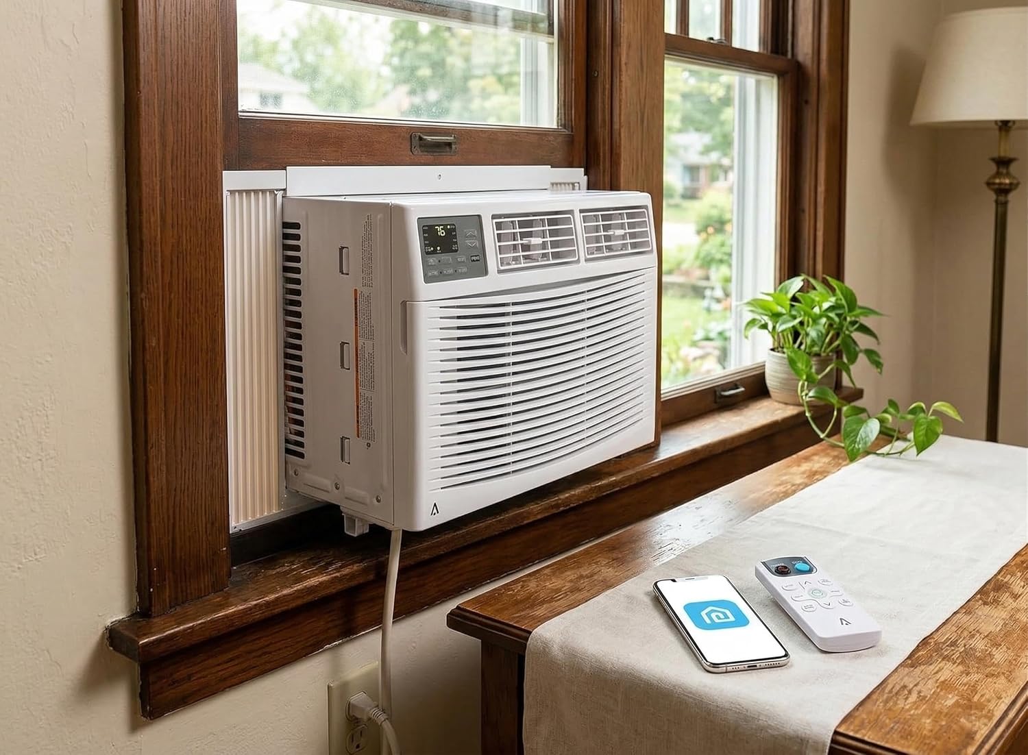 12,000 BTU Window Air Conditioner 115V, WiFi Enabled Smart AC Unit with App and Remote Control, Cools Rooms Up to 550 Sq Ft, 3-in-1 Cooling Dehumidifier Fan Modes, 4 Fan Speeds