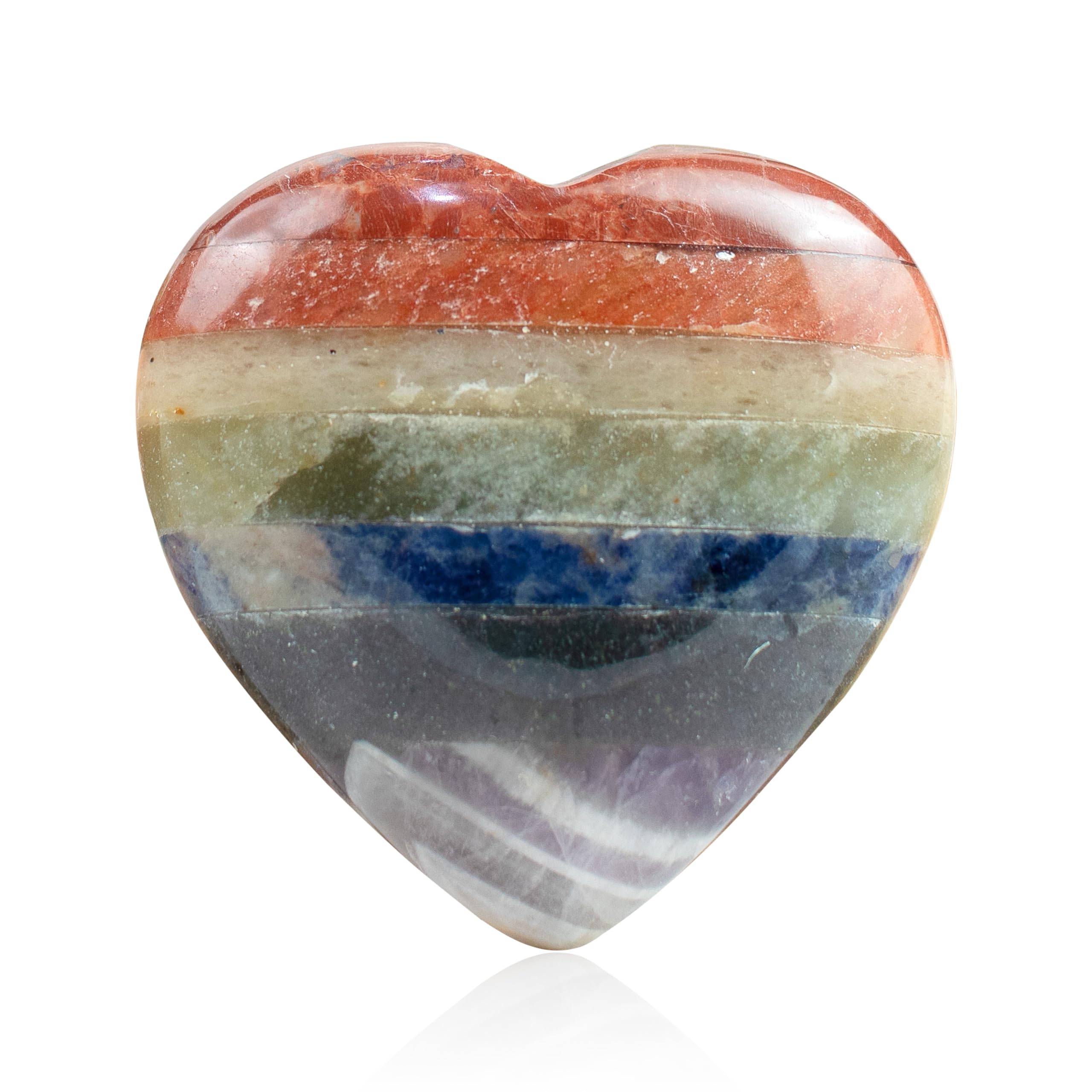 ZAICUS 7 Chakra Gemstone Heart Set - Hand Carved 2-Inch Puff Stones for Healing and Good Luck - Pocket Crystals, Palm Stones, Charm Gift, Home Decor-image-11