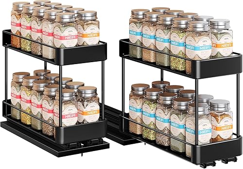 Vista 10 de Nieifi Organizador de especias para gabinete, estante vertical para especias, fácil de instalar, metal, 4.5 pulgadas de ancho x 10.35 pulgadas