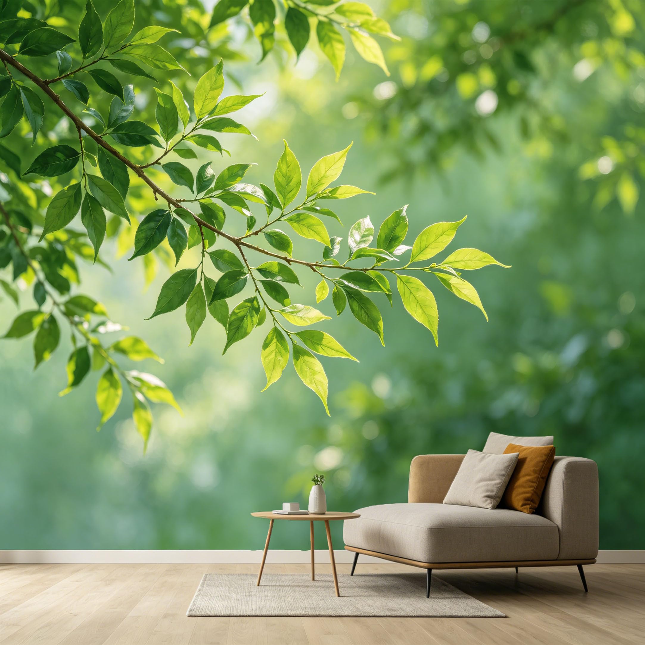 Custom Size Wall Murals Botanical Sunlit Foliage Nature Zen Minimalist SelfAdhesive Wall Fabric Removable Large Wallpaper for Photo Living Room Interior Decor