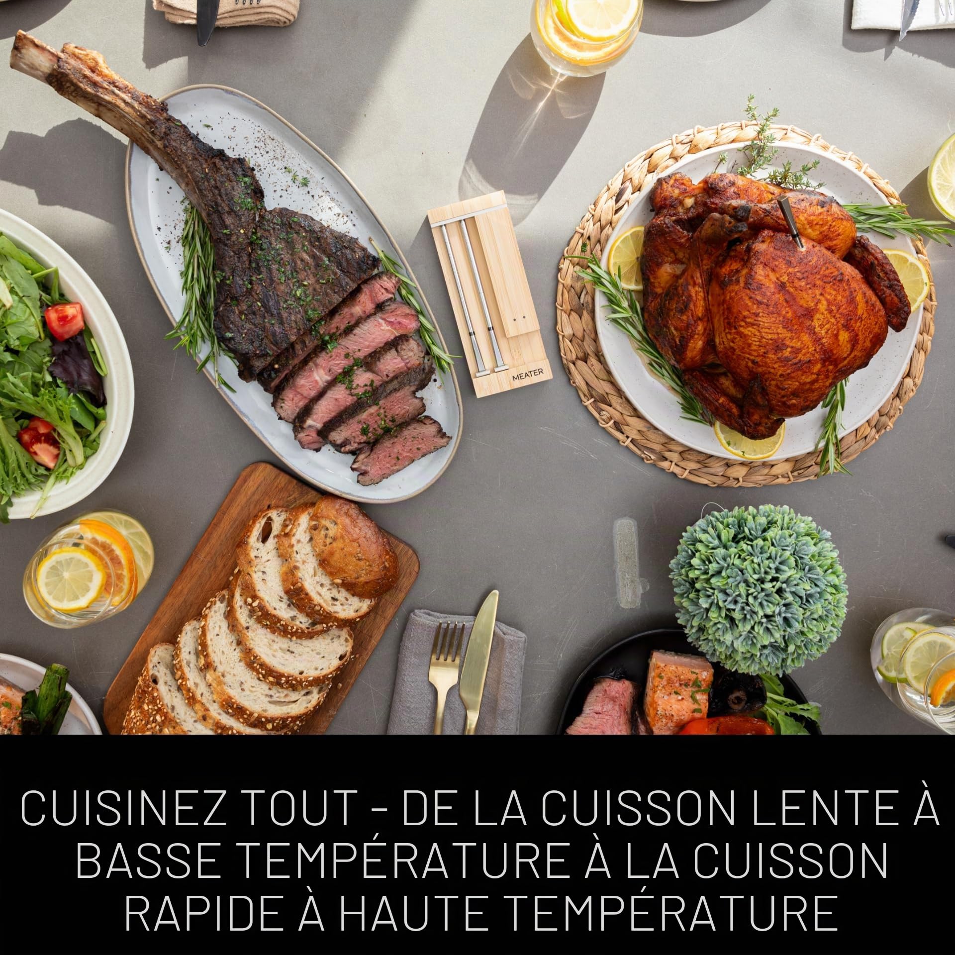 Meater Pro Duo : thermomètre numérique intelligent | Résistance 550 °C | Grande portée | Précision certifiée | BBQ, four, fumoir, friteuse | Plus de 50 recettes