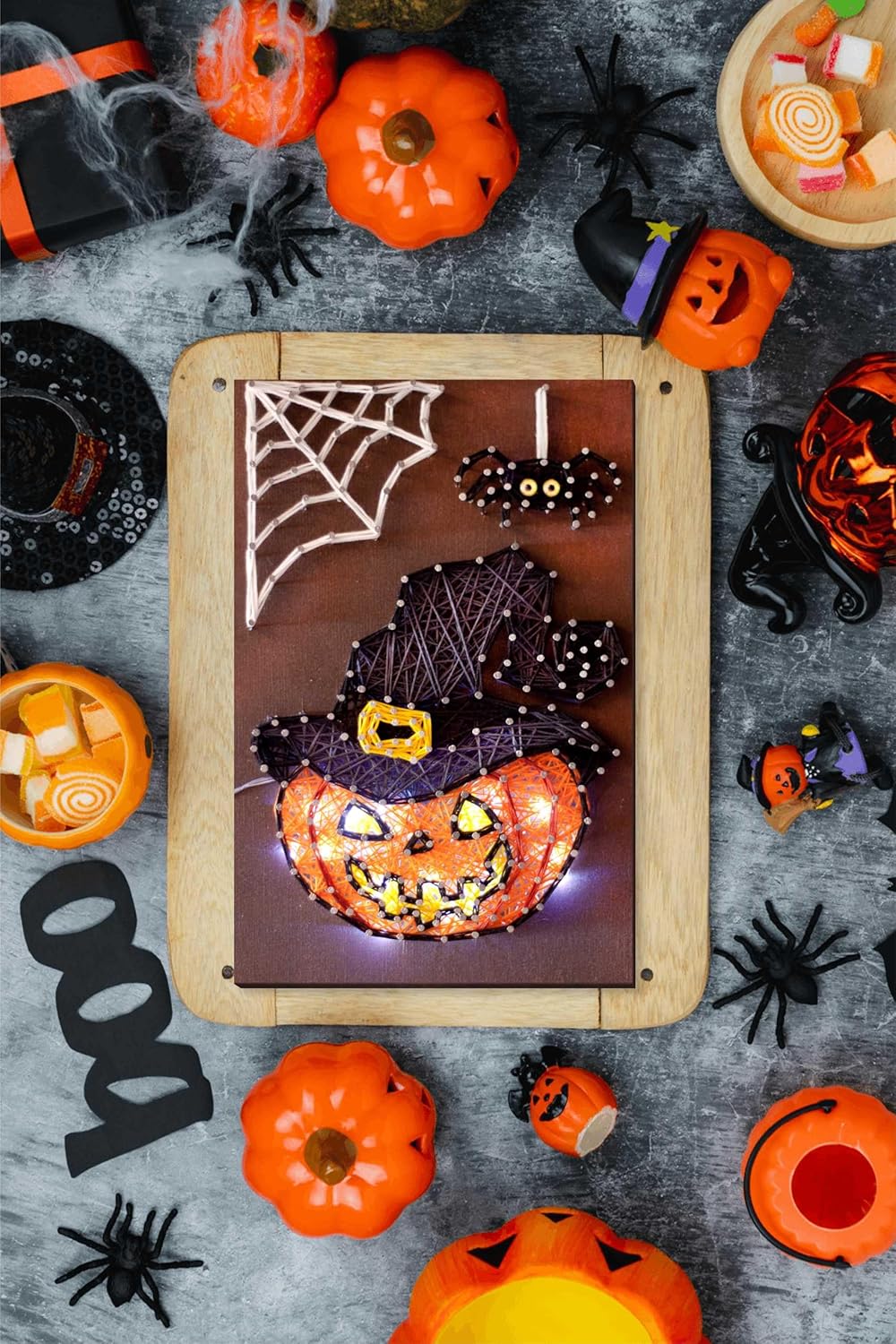 Wizardi Creative Kit/String Art - Pumpkin. DIY Kit. String Art Supplies and Patterns. Craft for Adults. Embroidery for Beginners. Home Decor. ABC-024 Abris Art