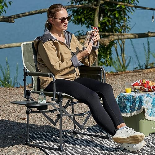 Miniatura 7 de EVER ADVANCED Silla de directores de camping con mesa auxiliar, silla plegable portátil con tamaño compacto, resistente con bolsillo para camping,