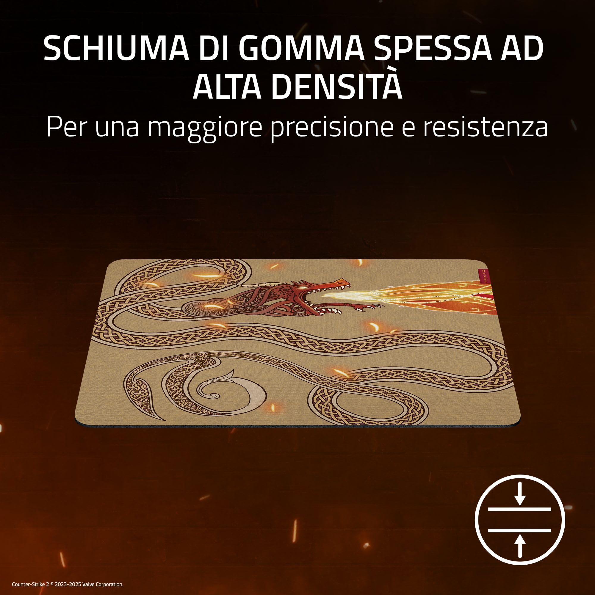 Razer Gigantus V2 L Counter-Strike 2 Dragon Lore - Tappetino morbido per mouse da gioco per un controllo ottimale - Micro-trama testurizzata - 450 x 400 x 3 mm - Gomma antiscivolo | Dragon Lore