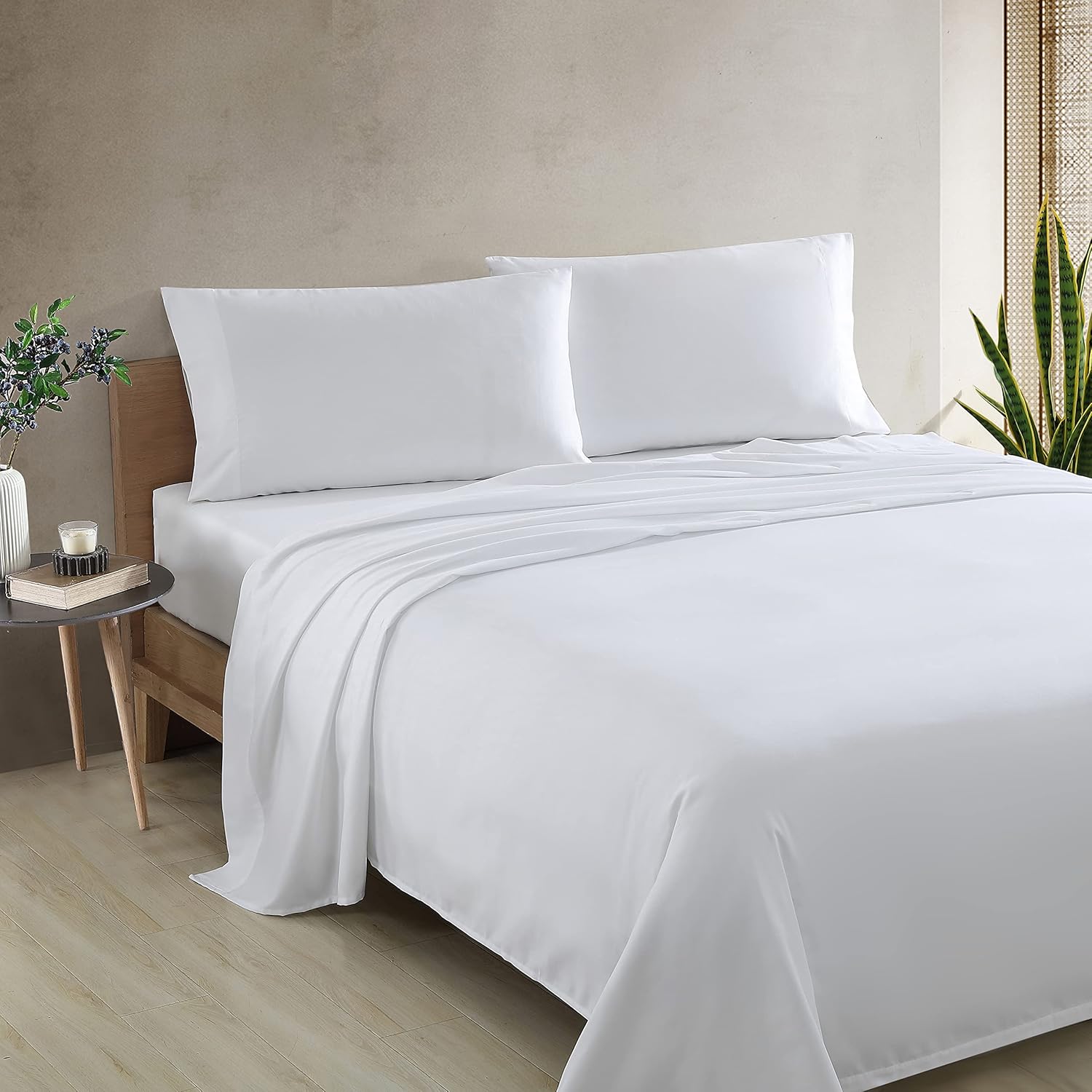 ED Ellen DeGeneres | 800 Collection | Sheet Set - Sleek & Smooth 800 Thread Count Sateen, Soft & Wrinkle-Resistant, Queen, White : Beauty & Personal Care