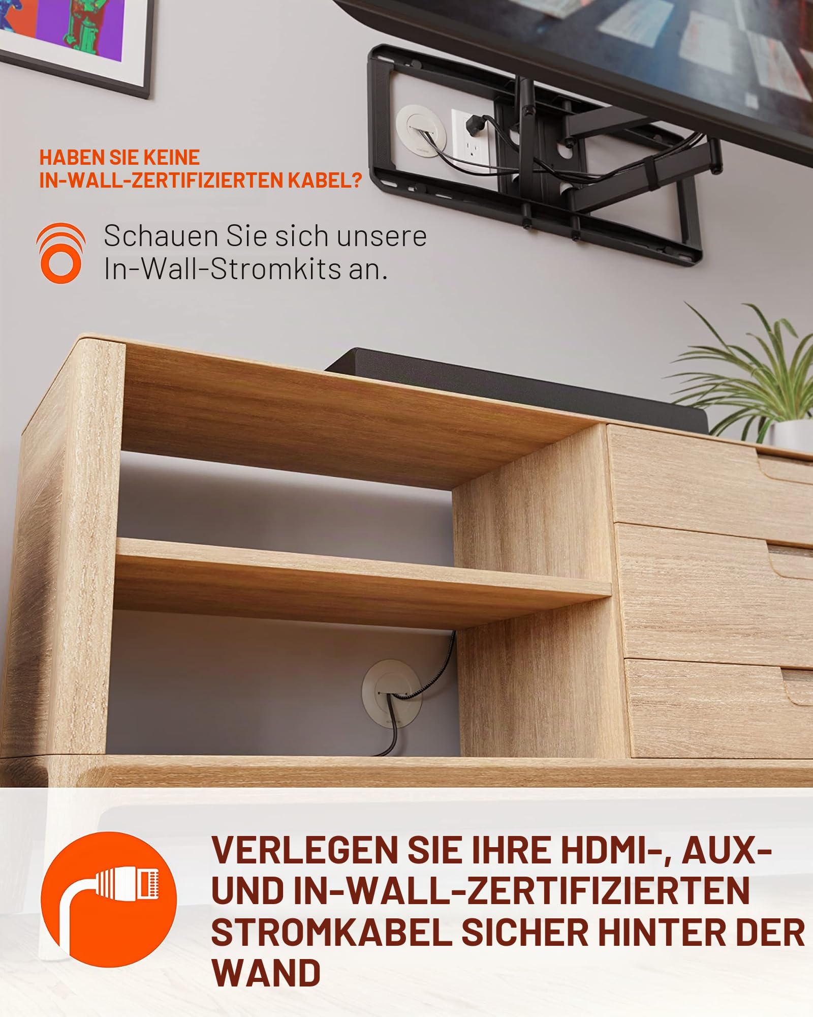 Echogear Kabel-Abdeckung für Wandfernseher - Wand-Kabeltüllen-Kit CMIWG