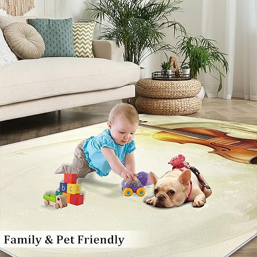 Miniatura 12 de Alfombra de instrumentos musicales – Alfombras de 4 x 5 pies para sala de estar, alfombra de área musical, alfombra de área musical, alfombra