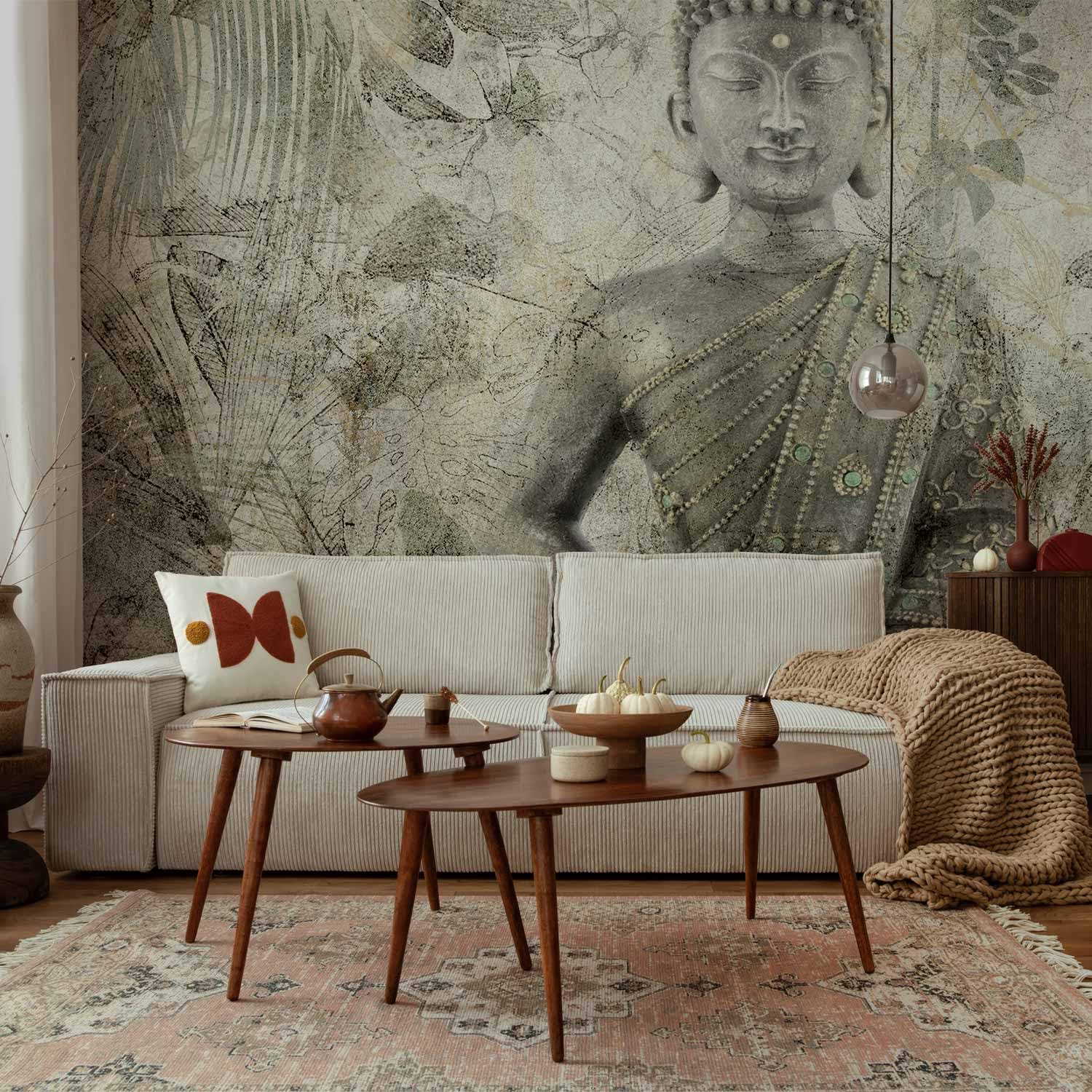 murando PREMIUM Fotomurales Buda 350x256 cm Papel pintado tejido no tejido | coración Pared corativos Murales morna Diseno Fotográfico Oriental Zen Flores Hojas