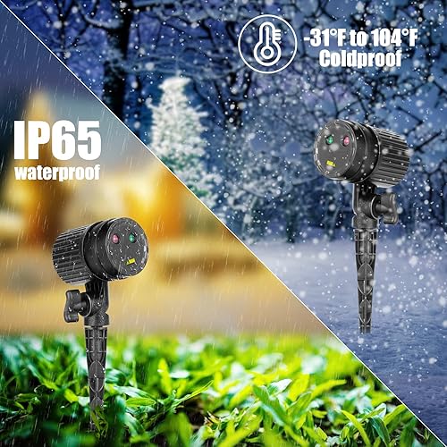 Miniatura 4 de Moonflor Luces láser de Navidad al aire libre, luz láser móvil roja y verde, luz de proyección estrellada, 3 modos de trabajo, luces de paisaje