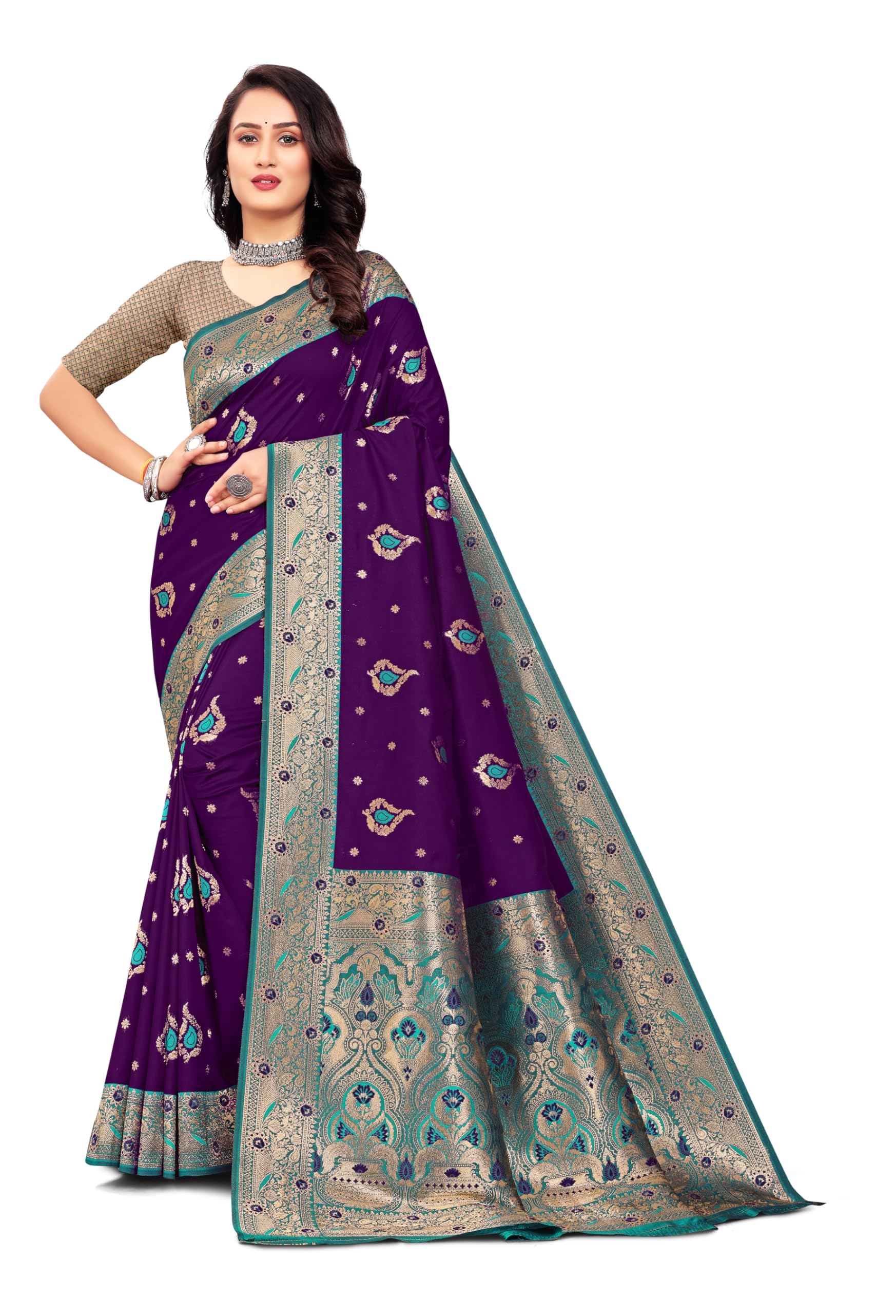 VARMINE Phookari Pattern with Armu and Butti Banarasi Saree