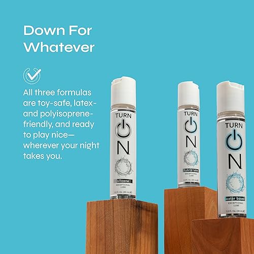 Miniatura 4 de Turn On Surtido Sampler - Paquete de 3 lubricantes esenciales de silicona, a base de agua e híbridos para hombres, mujeres y parejas, sin parabenos,