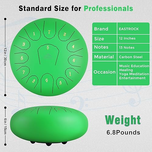 Miniatura 10 de EASTROCK Tambor de lengua de acero para niños de 6 pulgadas, 8 notas, tambor de mano C Key Panda con bolsa de viaje, mazos, libro de música (azul, 6