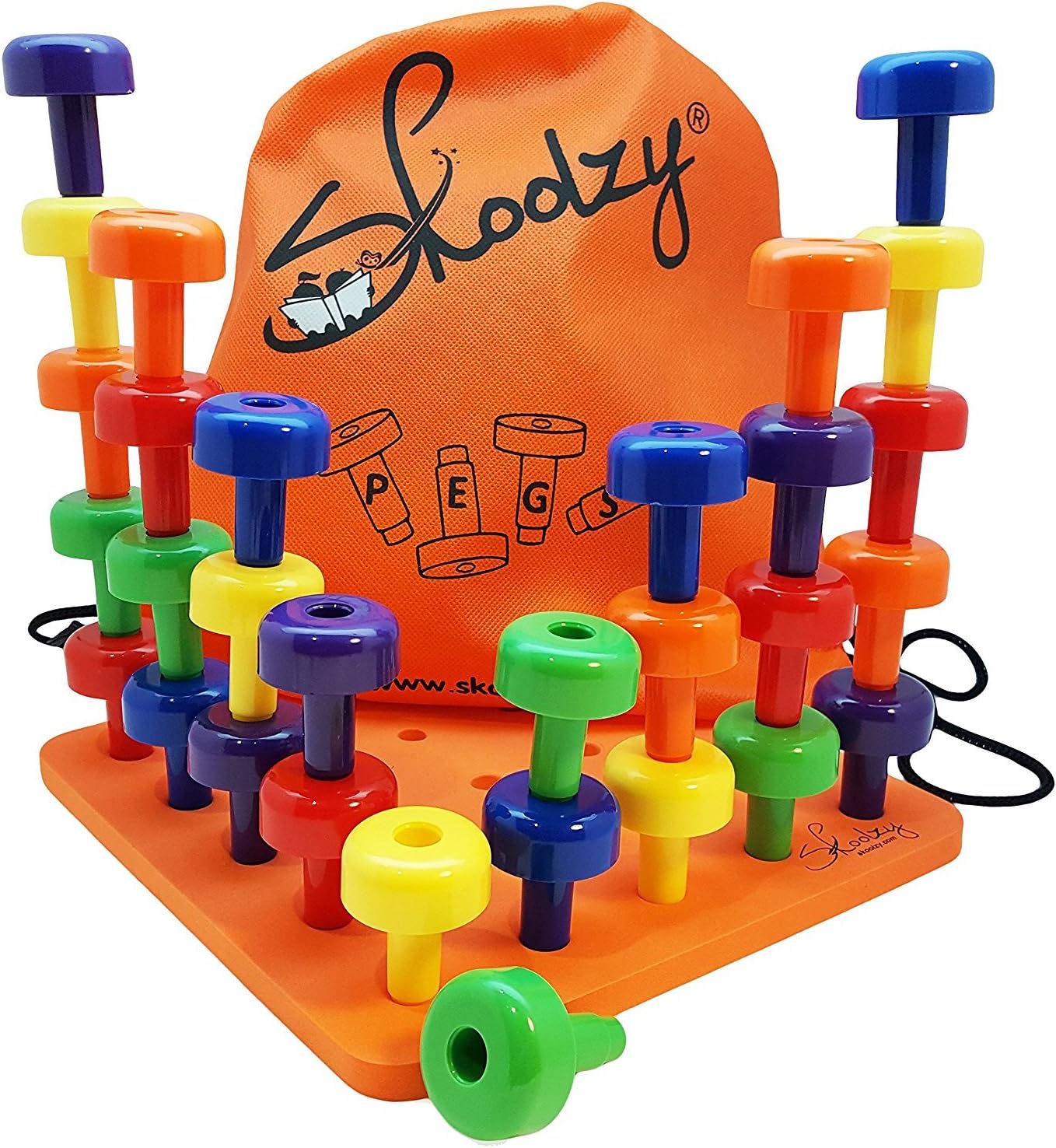 Skoolzy Peg Board Set ★ Sorting box Montessori ★ Fine Motor Toy Occupational Therapy Montessori Color Recognition Sorting Stacking
