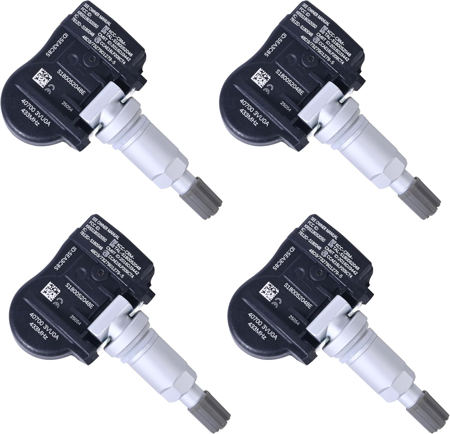 TPMS Sensor Set of 4 Tire Pressure Monitoring Sensor 433MHz Pre-Programmed Fit for Nissan Rogue 2014-2016 Altima 2021-2022 Replace# 40700-3VU0A, 40700-4CB0A, 40700-4CB0B