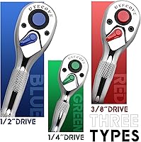 Vista 4 de Juego de carracas 3 piezas - carraca de 1/4 de pulgada, carraca de 3/8 de pulgada, carraca de 1/2 de pulgada, juego de carraca - juego de llaves