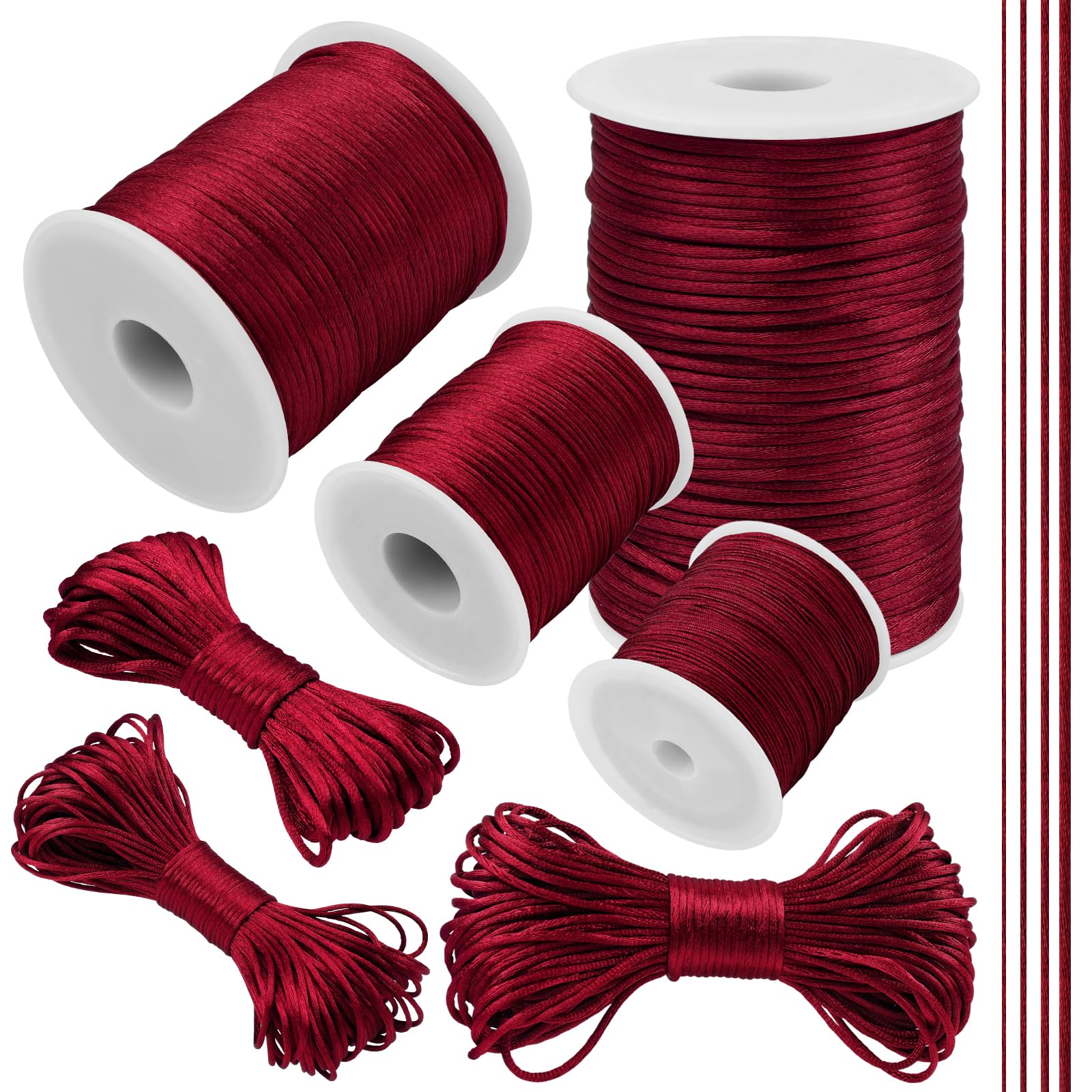 LEREATI Maroon Nylon Cord 1.5mm x 109 Yards Satin Cord Silk Bracelet String Macrame Necklace Cord, Nylon String for Jewelry Making, Beading, Chinese Knot, Wind Chime