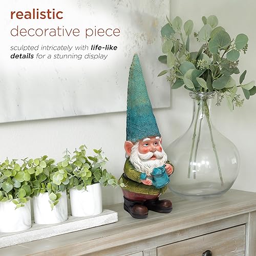 Miniatura 5 de Alpine Corporation GDS116 Gnomo de jardín alpino sosteniendo una regadera al aire libre estatua, verde
