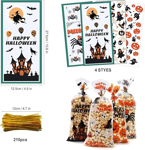 Miniatura 2 de xutengy 200 bolsas de regalo de Halloween, regalos de fiesta, Halloween, truco o trato, bolsas de regalo de dulces a granel, bolsas de regalo de