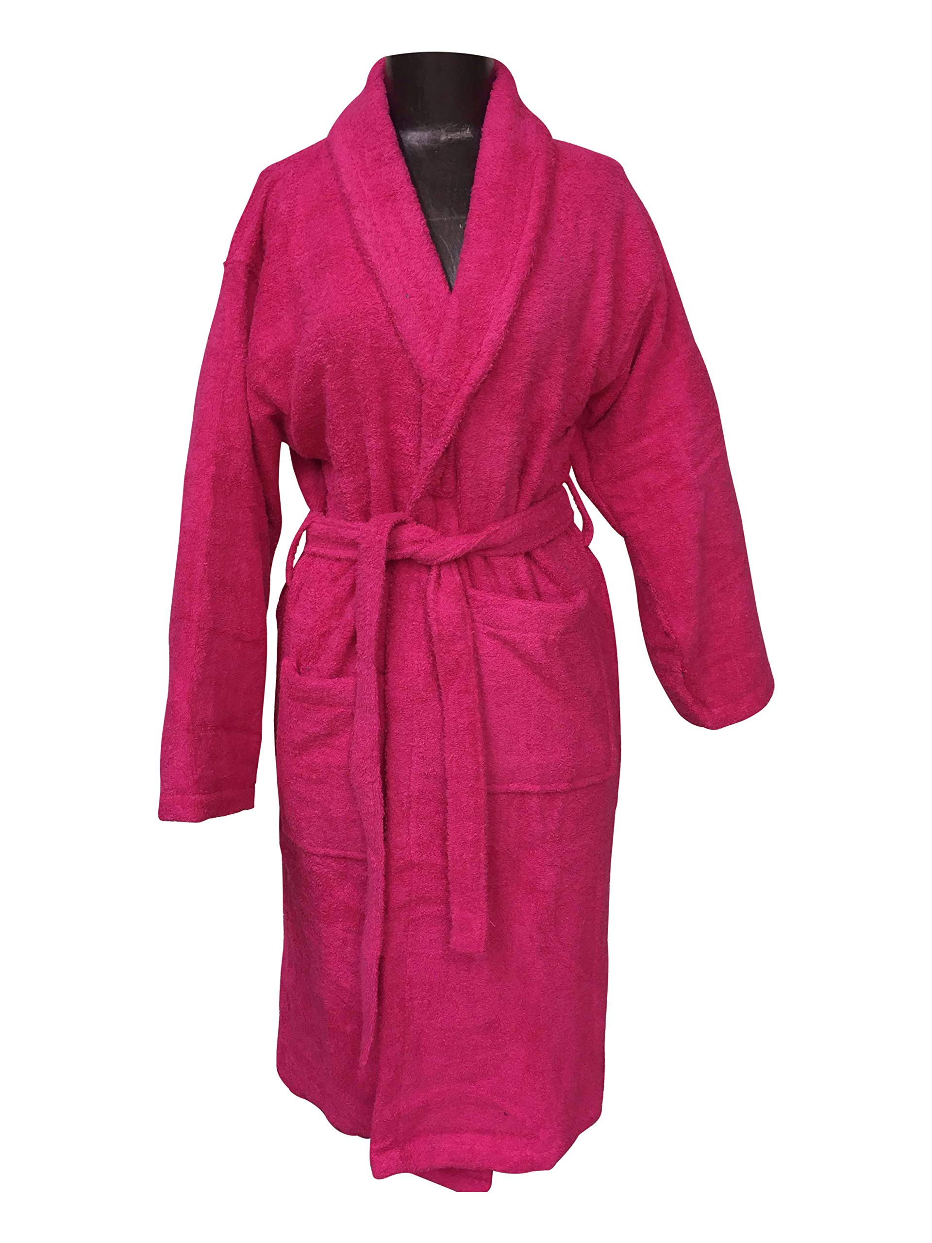 Alpes Blanc - Albornoz de baño con cuello de rizo, 100% algodón, albornoz para hombre y mujer/salida de baño, 100% algodón, Framboise / Fuschia, L
