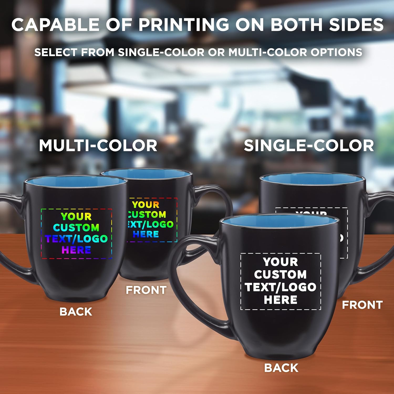 Custom Bistro Coffee Mugs 16 oz Set of 10/50/100 Personalized Bulk Pack Great for Coffee Tea Cocoa Diner and Everyday Use - Blue - Image 6