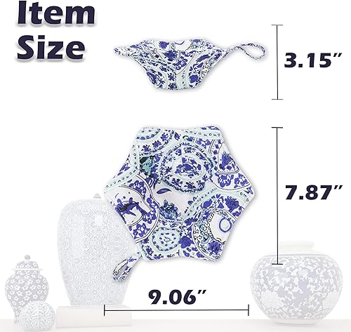 Miniatura 2 de MHTTEC Tazón de sopa acogedor azul y blanco para tazón, parte inferior pequeña, 1 unidad, apto para microondas