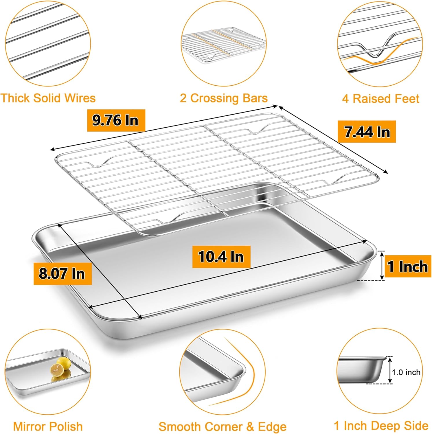 Baking Sheet with Wire Ra, Inches Stainl Steel Small Baking