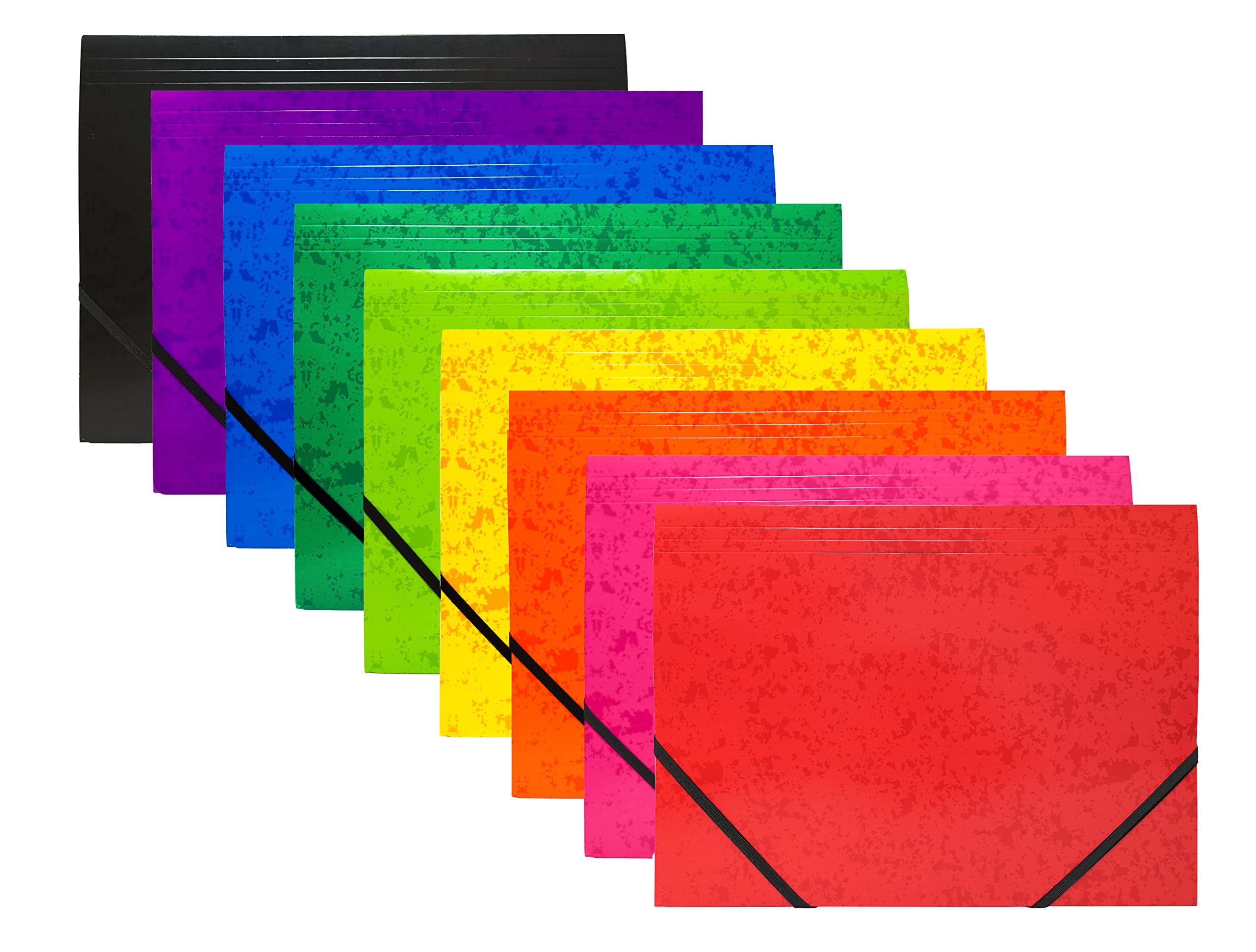 Pack of 12 A4 Yellow Card 3 Flap Folders with Elastic Closure - Image 4
