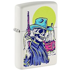 Zippo Wild West Skeleton Design White Matte Pocket Lighter